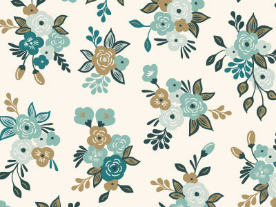 Darling Pattern braizen darling floral flowers gold pattern plants sweet teal textile