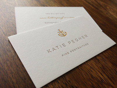 Katie Pegher Business Card anchor braizen foil stamped gold foil heart letterpress photographer simple