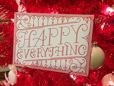 Happy Everything braizen christmas holiday line art red typography white