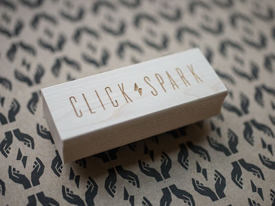 Clickspark bolt braizen branding cinematographer kraft paper lightning logo design pattern rubber stamp spark textile wrapping paper