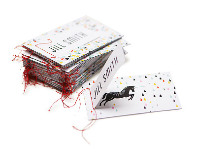 Peek-a-boo Business Cards braizen branding business card collateral handmade logo pattern sewing stitched thread unicorn