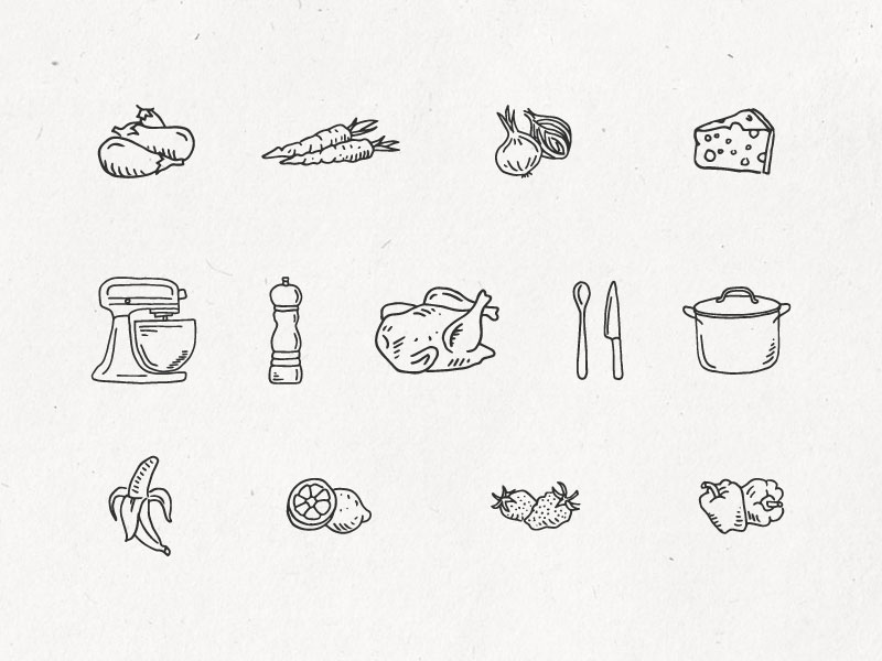 Food / Kitchen Icons by Ashley Jankowski for Braizen on Dribbble