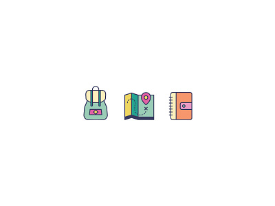 Adventure Icons adventure backpack icons journal journey map notebook