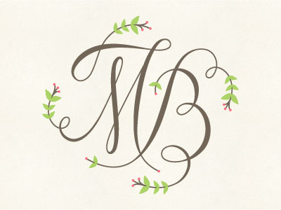 MB Monogram b berries braizen brown coral cream green leaf leaves m monogram southern