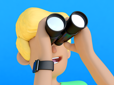 Hey whats that over there? 3d binoculars blue c4d character character design cinema4d face hands illustration modeling physicalrender