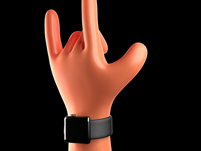 Put up the horns! 3drender animation apple apple watch c4d character character animation hand illustration perfect loop skin material subsurface scattering