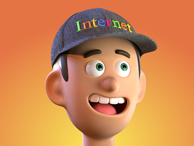 Portrait of an Internet Dad 3d 3d modeling 3dart ballcap c4d cap cartoony character hat head illustration octane pixar