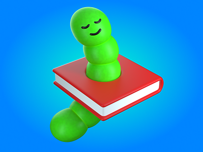 Book Worm 3d book book worm c4d colorful illustration octane pin product stickermule worm