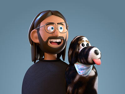 Alex and Cici 3d 3d modeling avatar c4d character cinema4d cute dog illustration octane portrait profile picture puppy