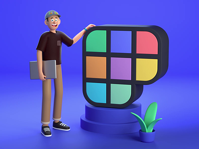 I'm joining Polywork 3d animation announcement c4d character clean colorful illustration job logo octane polywork team