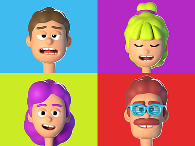 3rd Generation Avatars 3d 3dart avatar avatars c4d cartoon character characters colorful faces fresh fun heads illustration octane people person profilepic