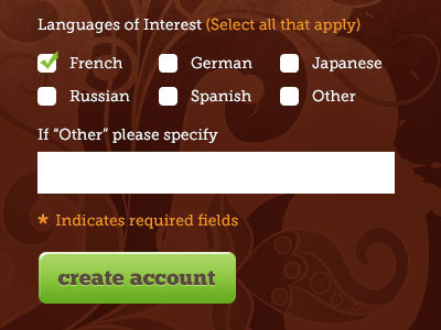 Sign Up Form button create account form green languages sign up social network