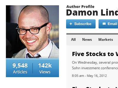 Author Profile articles author author profile damon lindelof design email profile statistics stats subscribe ui user interface writer