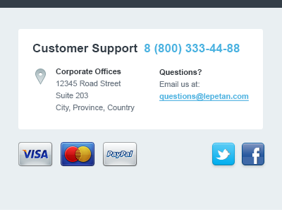 Footer Info Box box creditcards footer mastercard paypal visa visualidiot