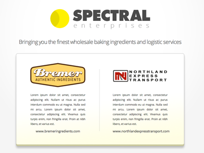 Spectral Website bremer enterprises futura homepage landing minimal minimalist northland rounded box single spectral website white yellow