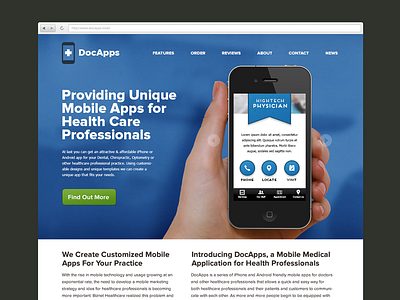 App Developer Home app blue clean design green ios iphone medical mobile professional proxima service ui web