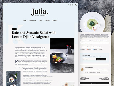 Julia Food Blog Theme blog food journal pixelgrade recipe theme typography wordpress