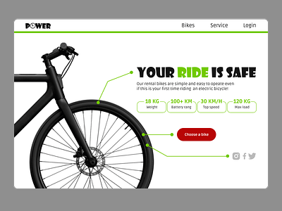 Landing page for Bike Rental 9неделя bicycle bike rental branding design landing logo makeevaflchallenge typography ui ux ux ui design vector web website