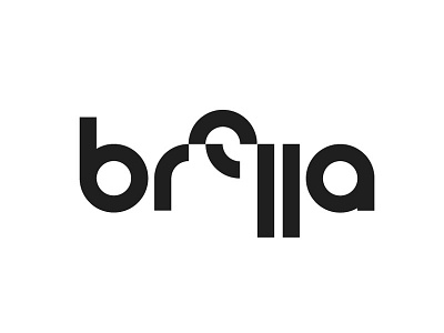Logotype for "Brella" black and white grid logotype typography umbrella