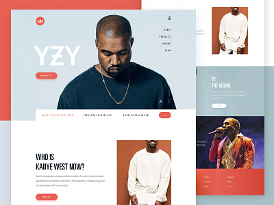 YZY blue homepage kanye red ui ux web design yeezy yzy