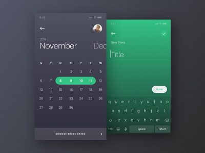 Scheduling App Concept app calander dark design minimal ui ux