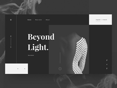 Beyond Light black branding dark grey hero minimal ui ux web web design