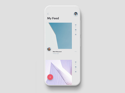 Photo Feed app minimal ui ux web design