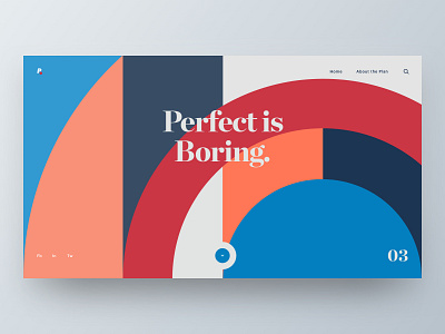 Perfect is Boring brand branding hero minimal typography ui ux web web design