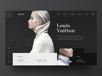 Vogue app brand branding dark fashion hero minimal ui ux web web design