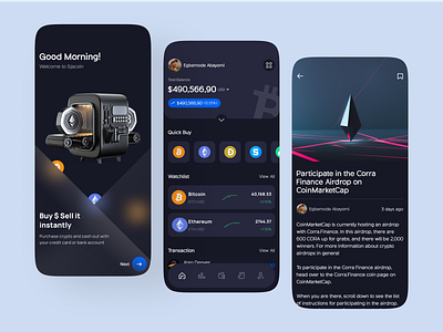 A cryptocurrency Mobile Application blockchain crypto cryptocurrency design nft ui uidesign uiux
