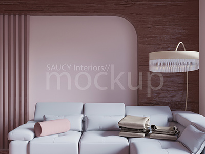 Mockup for pictures on pastel colors pink wall.