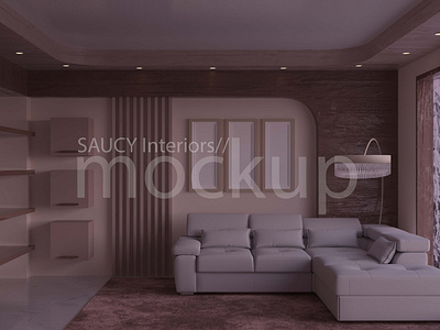 3D rendering interior in pastel colors for mockup' s