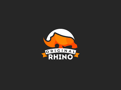 ORIGINAL RHINO branding design emblem graphic design jungle logo orange original power red rhino rhinoceros superpower vector