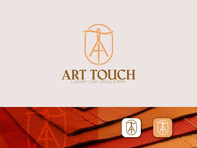 ART TOUCH_luxury car upholstery art branding car design elegant emblem gold graphic design leather logo luxury modern niddle premium qatar stitch touch upholstery vector