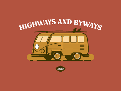 Highways and Byways Lockup art direction badge branding flat illustrator vector