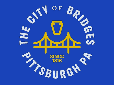 The City of Bridges Badge 3 badge bridge design flat identity illustration lettering logo pittsburgh typography vector