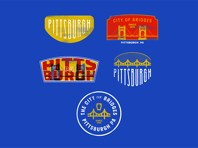 City of Bridges Lock ups badge branding design flat illustration illustrator logo pittsburgh type typography vector