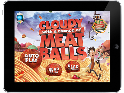 Cloudy with a Chance of Meatballs 2 Storybook animation app mobile ui design