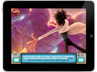 Cloudy with a Chance of Meatballs 2 Storybook animation app mobile ui design