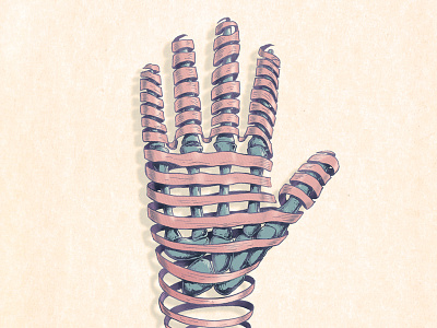 Hand Ribbon drawing illustration