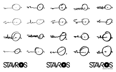 Logo sketches for Stavros brand identity campaign handwritten logo sketches stavros