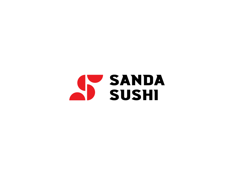 Sanda Sushi Logo branding design flowers food icon lettering logo red sushi type typography vector