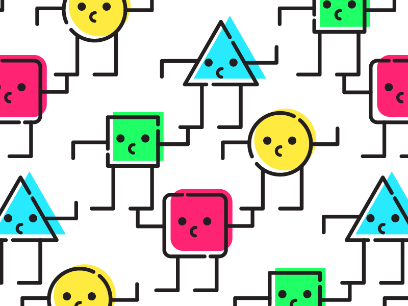 Shapes Of Friends cute patterns illustrator people branding illustrations faces icons color shapes friends