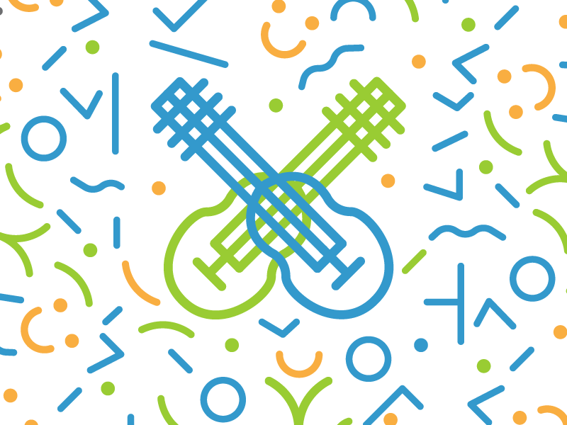 Música tropical fun icons culture smiles hispanic guitars spanish colors branding
