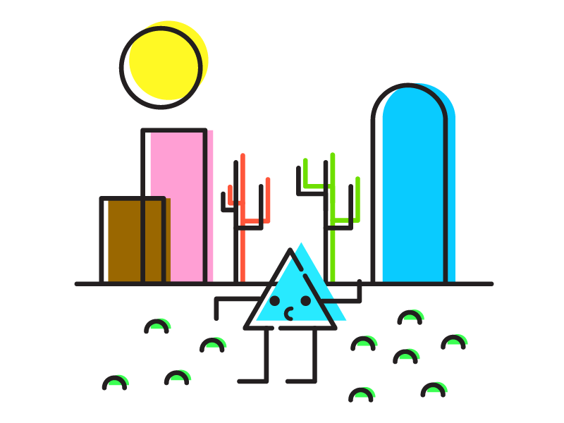 Blue's Wasteland sun west cute characters brand animation illustrator colors icons