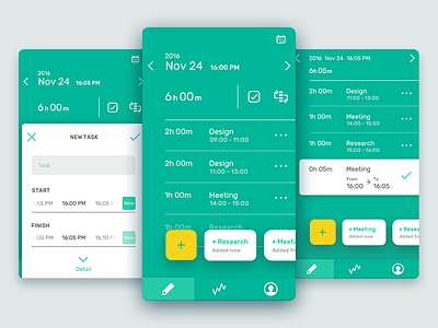 Task Tracking App Concept green mobile app ui