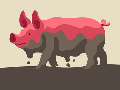 Dirty work brown illustration mud pig pink vector
