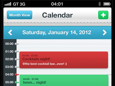 Calendar UI app ui calendar green ios app iphone app red ui