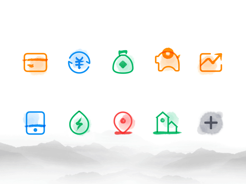 Financial Icon china concise icon ink style ui