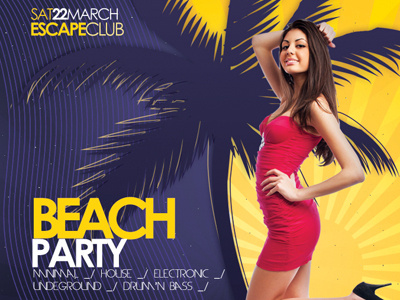 Beach Party Flyer/Poster beach party clean club colorful disco event event poster flyer design glamourous glitter glossy heaven holiday hot lighting music night palm party flyer sexy shiny sky spring party stylish summer summer party white woman